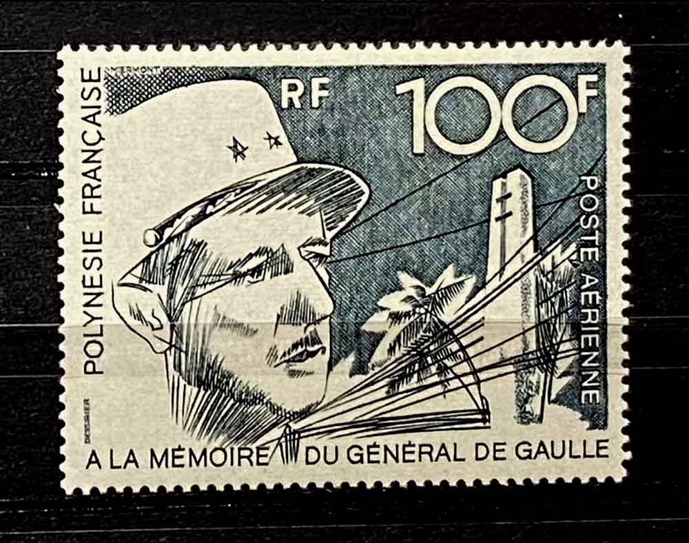 French Polynesia, France: 1972 Mint Nh De Gaulle Airmail Stamp Sct#C88 Cv$70 Snd