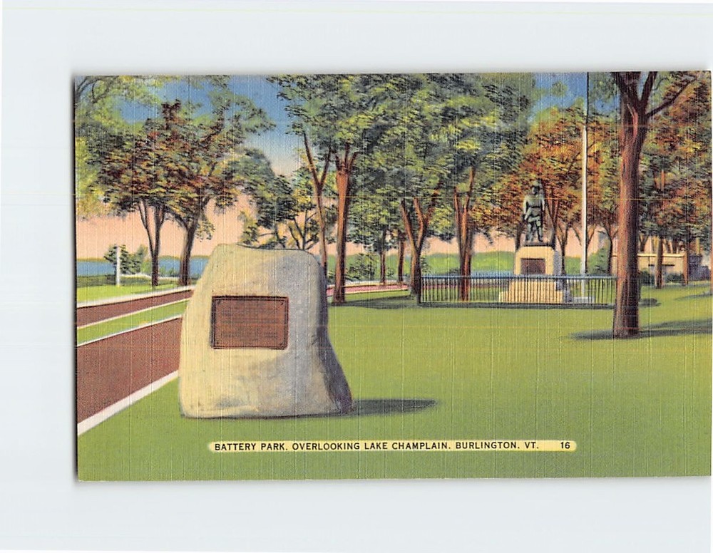 Postcard Battery Park Overlooking Lake Champlain Burlington Vermont USA