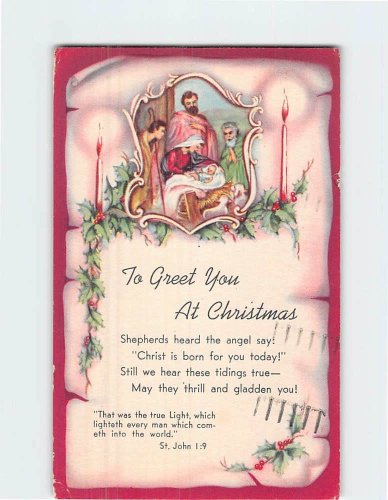 Postcard To Greet You At Christmas Nativity Scene Art Print