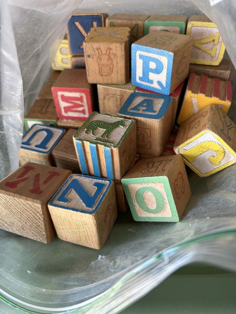 Vintage Wooden Baby Blocks Nursery Vintage Decor Baby Room Decor Wood Blocks