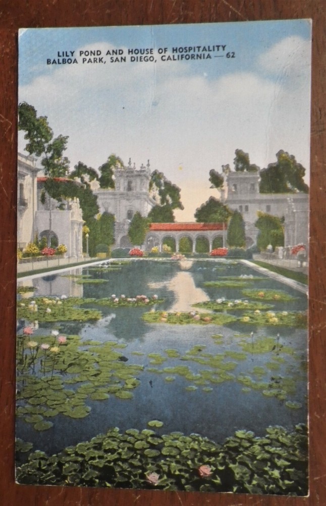 Lily Pond & House Of Hospitality - Balboa Park, San Diego, California Postcard
