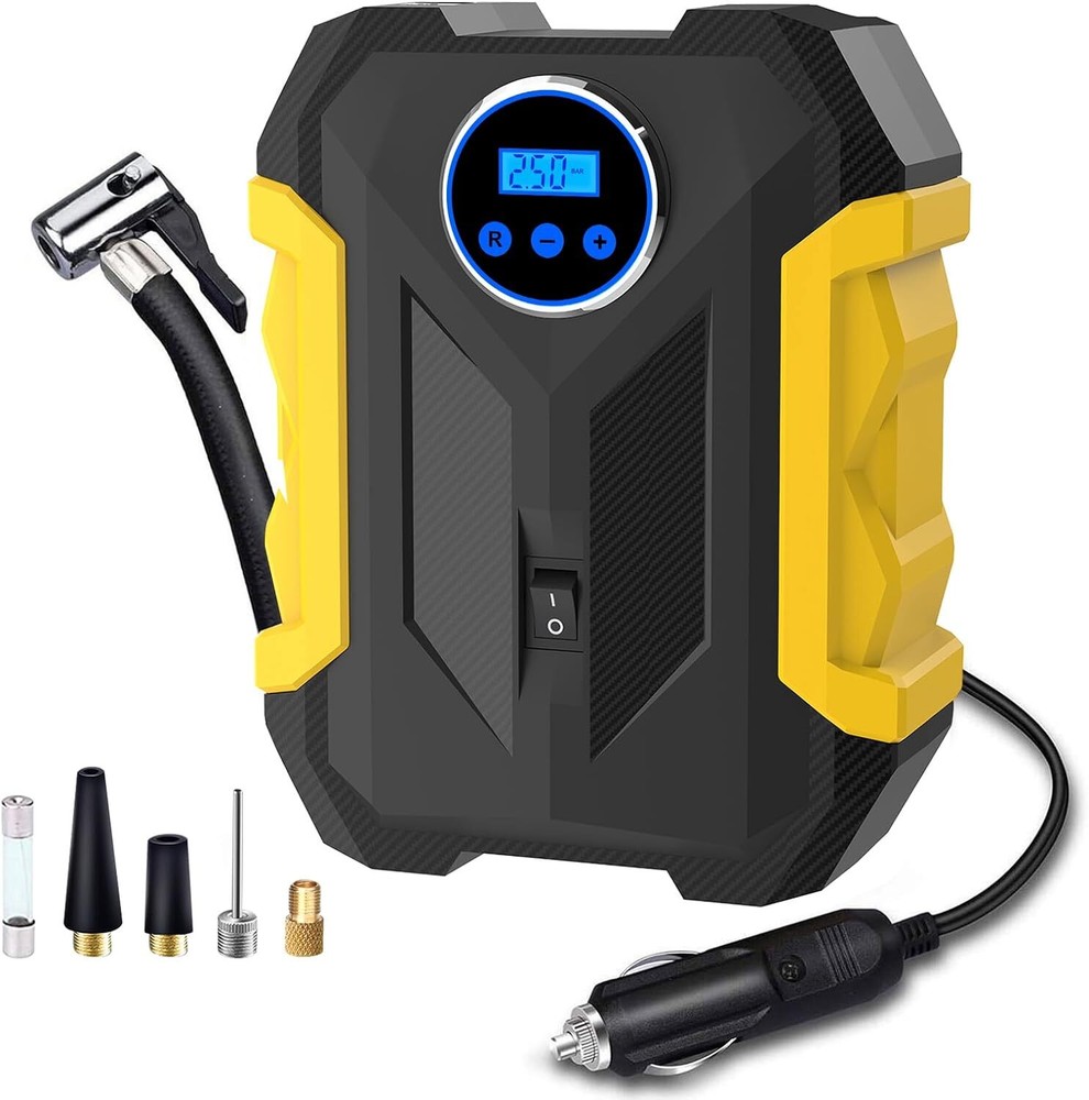 Digital Air Compressor for Car Auto Pump Portable Tire Inflator LED Light DC 12V