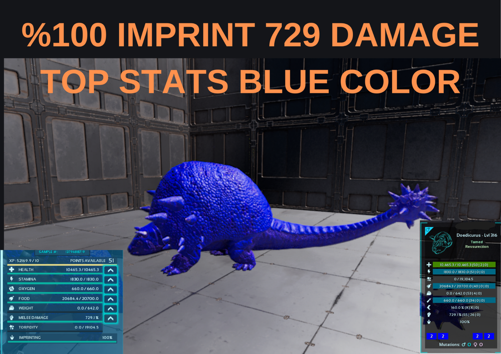 729 DAMAGE Doedicurus TOP STATS PC PS XBOX PVE ASA ARK: Survival Ascended