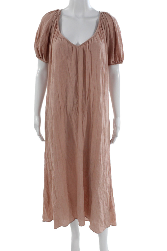 9 Seed Women Kaftan Maxi Satin V-Neck Short Sleeve Pink Beach Dress Size SFree Shipping in US $100+ Orders | $6.95 Orders Below