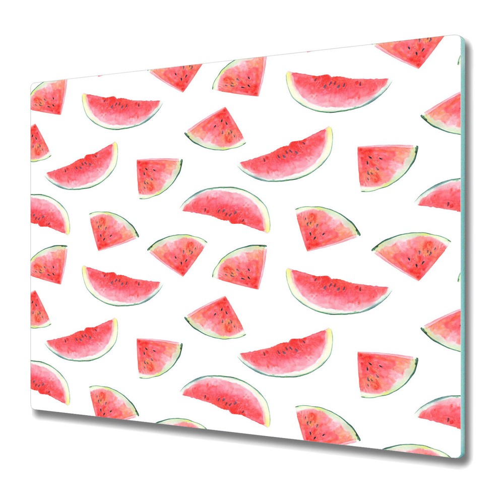 Glass Kitchen Chopping Board Worktop Saver Watermelon Watercolour 60x52