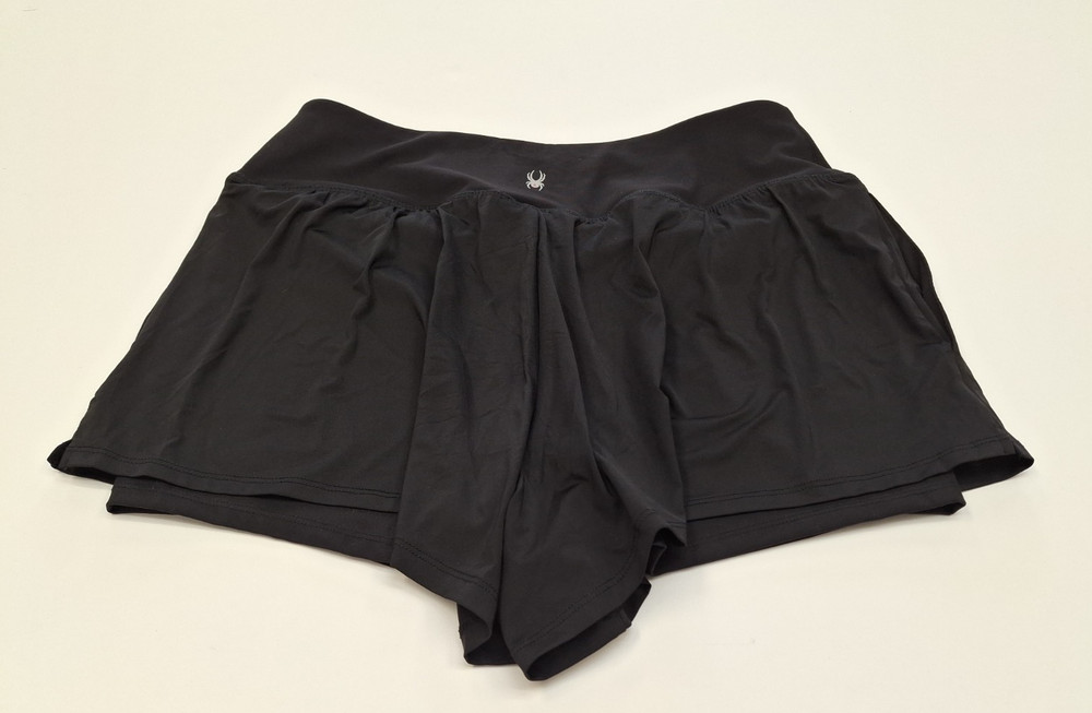 Spyder Active Women's Flutter Running Shorts With Pockets, Black, Size Large
