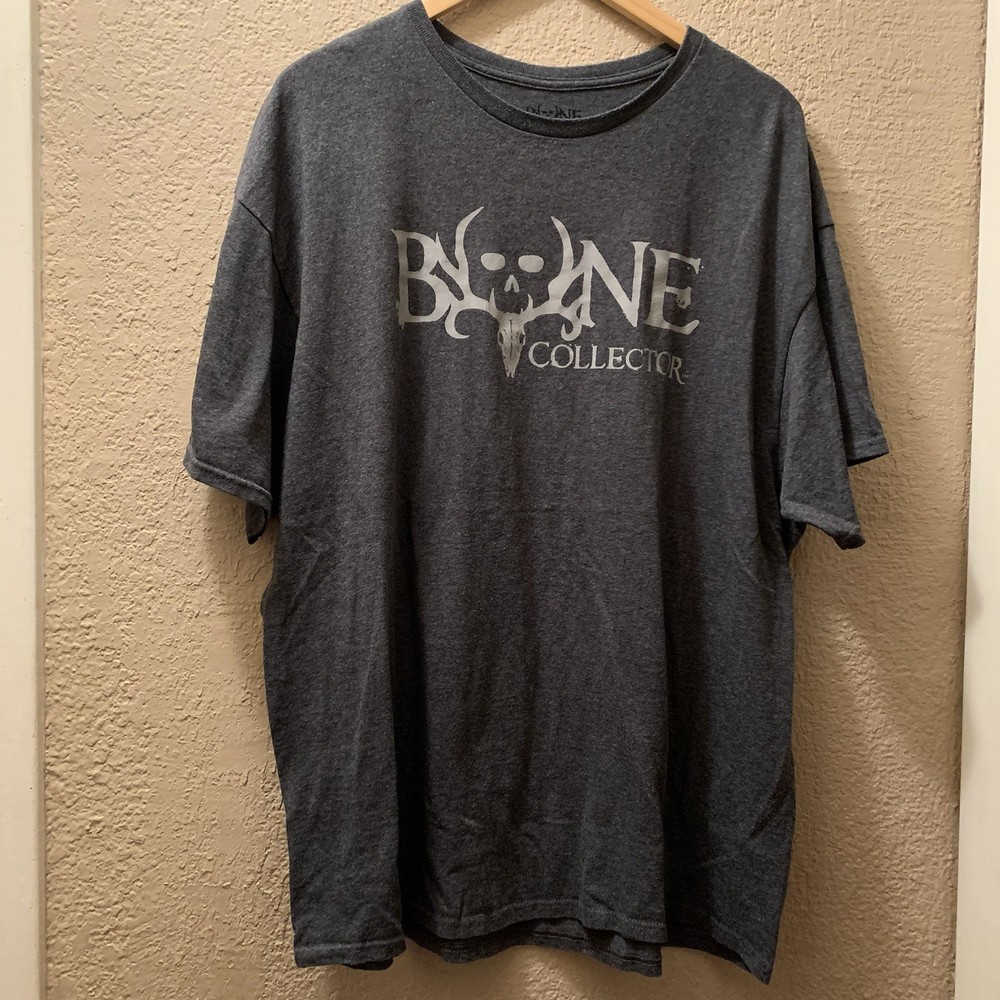 Bone Collector Men’s Gray T-Shirt Size 2XL Grunge Halloween Skater Skull