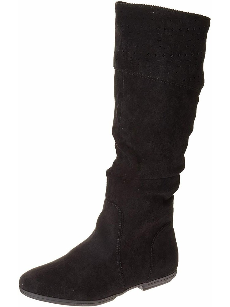 SEVEN DIALS Womens Black Perforated Almond Toe Zip-Up Slouch 7.5 M