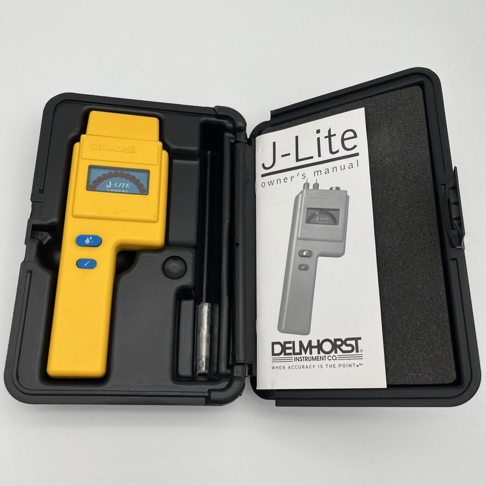 Delmhorst J-Lite Wood Moisture Meter w/ Case Manual & Extra Pins Tested
