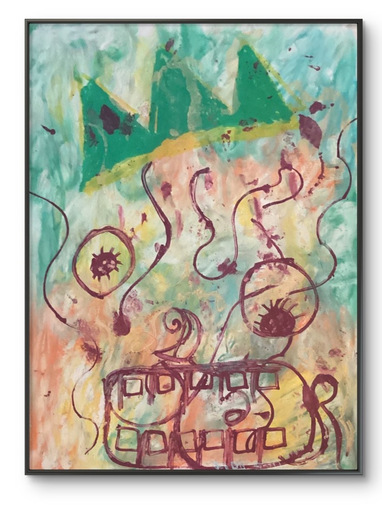 Basquiat Style Graffiti Abstract Art Original 11 by 14 on Paper-image