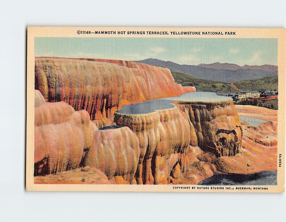 Postcard Mammoth Hot Springs Terraces, Yellowstone National Park, Wyoming