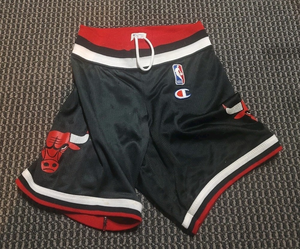 Vintage Chicago Bulls Champion Authentic Basketball Shorts Black Size Medium 10