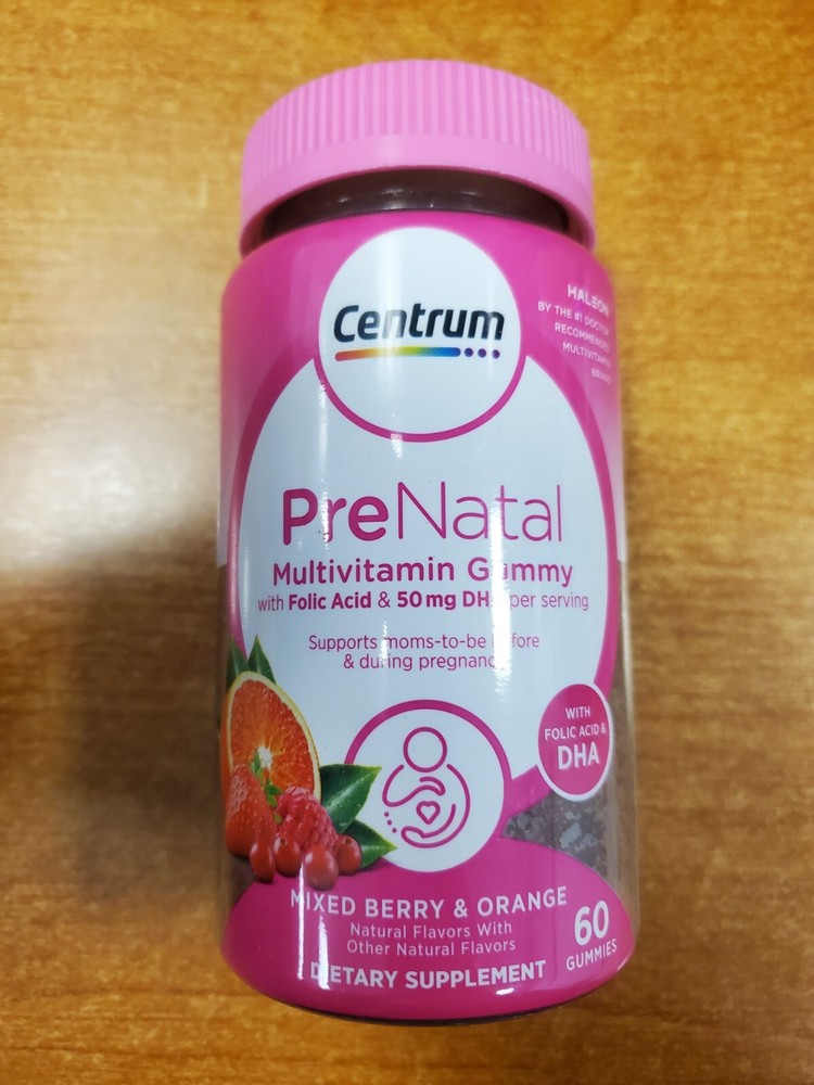 Centrum Prenatal Multivitamin Gummies w/ DHA/Folic Acid Berry 60ct Ex 10/25 E16C-image