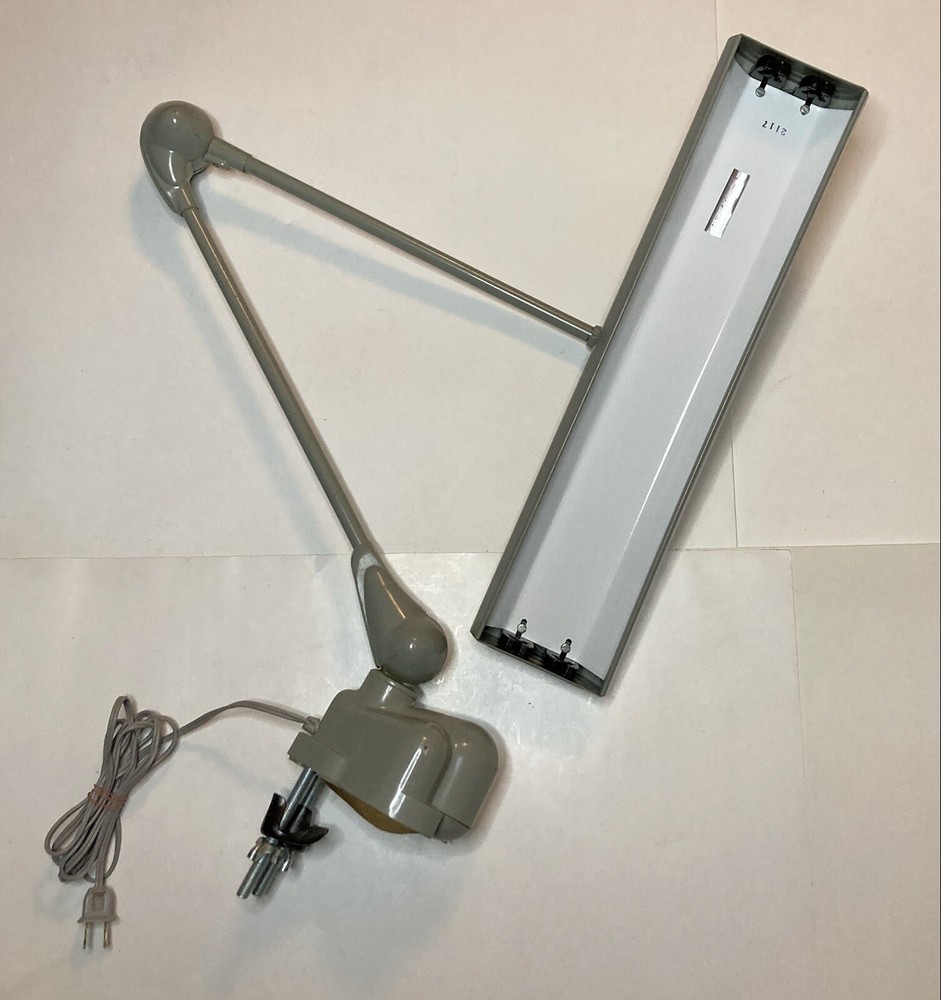 Vintage Industrial Underwriters Laboratories Draft Desk Table Mount Lamp Gray