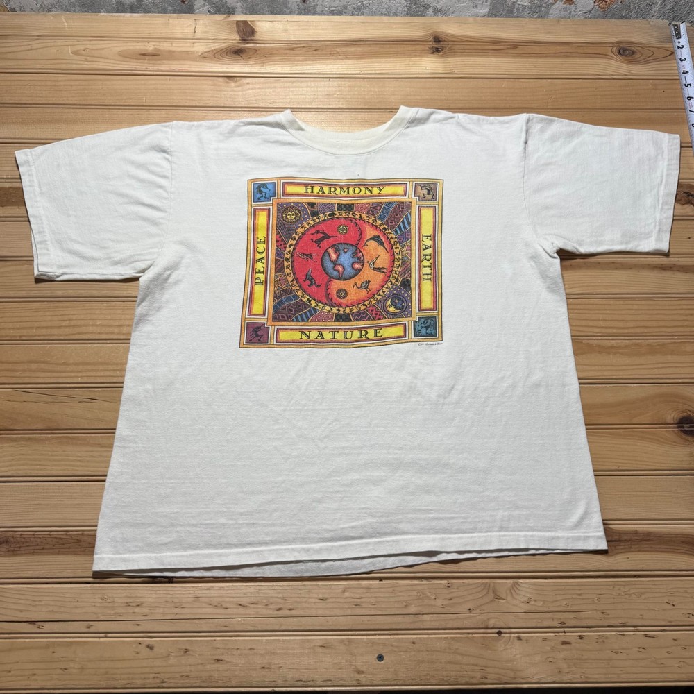Vintage 90s 1994 Harmony Peace Earth Nature Yin Yang Graphic T-Shirt - Size XL