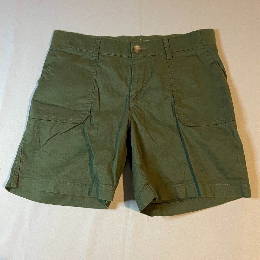 Lee Shorts Womens 10 Army Green Bermuda Mid Rise Regular Fit Casual Pockets