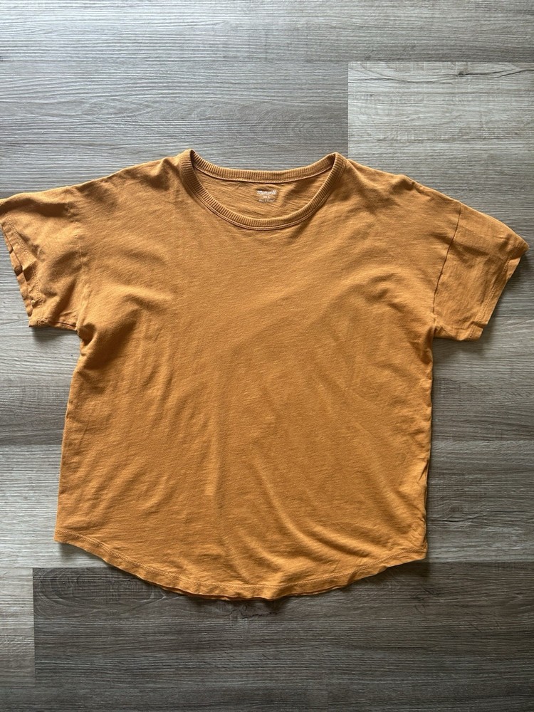 Madewell Whisper Cotton Crewneck Tee Mustard Yellow Short Sleeve T-Shirt Size L