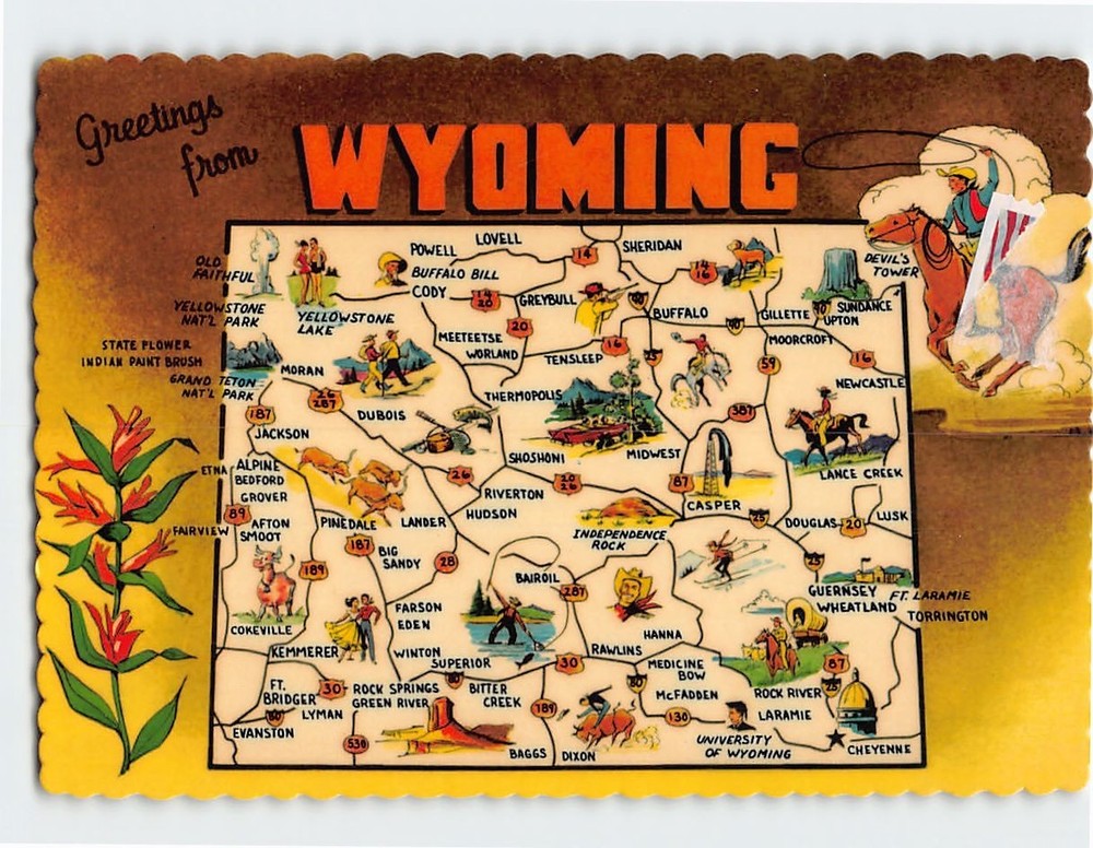 Postcard Greetings from Wyoming USA