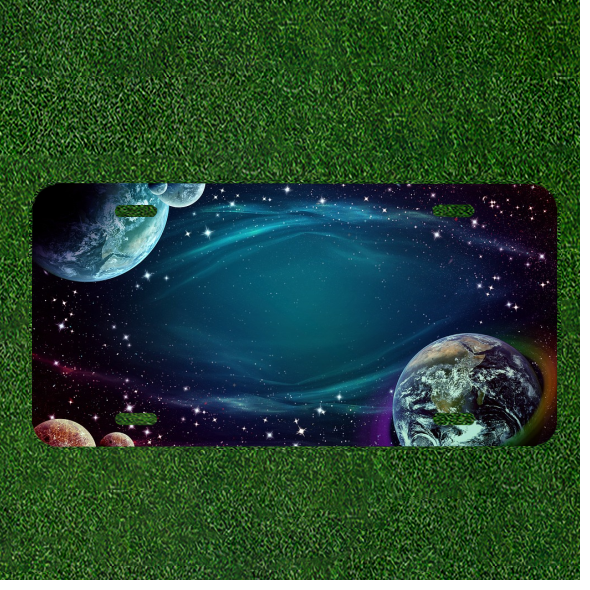 Custom Personalized License Plate Auto Tag With Stunning Space Planets Add Names