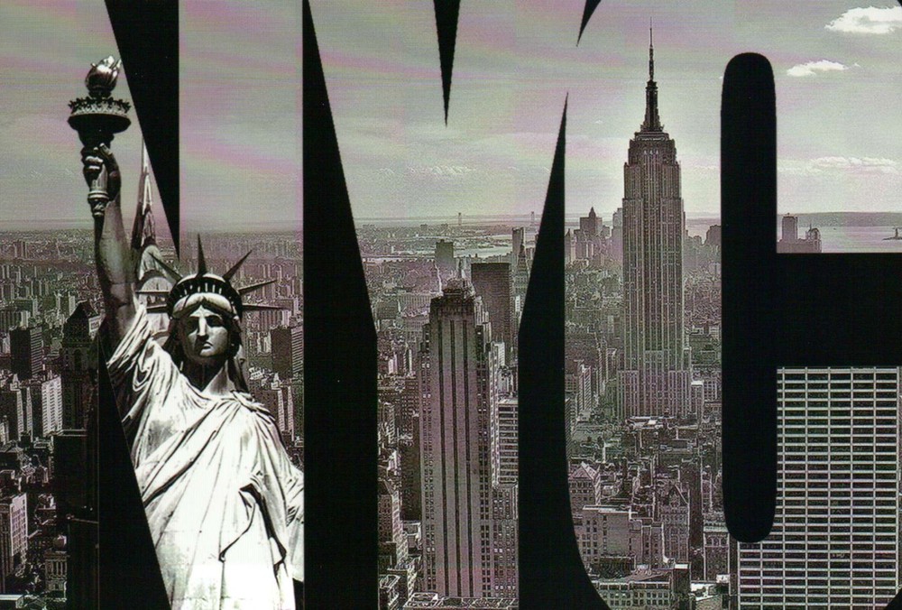 NYC Large Letter Card Statue of Liberty Empire State Building, New York Postcard