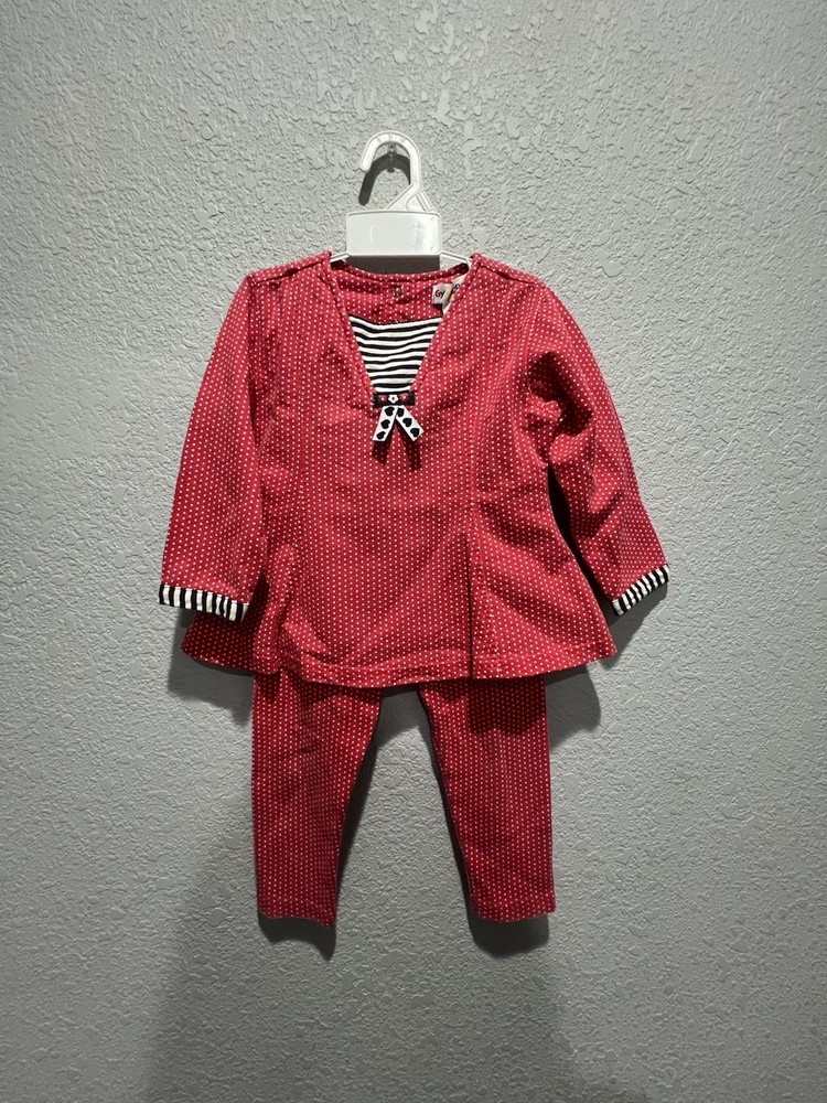 Vintage Gymboree Rainbow Tag Girls Red White Polka Dot 2-Piece Set Size Small