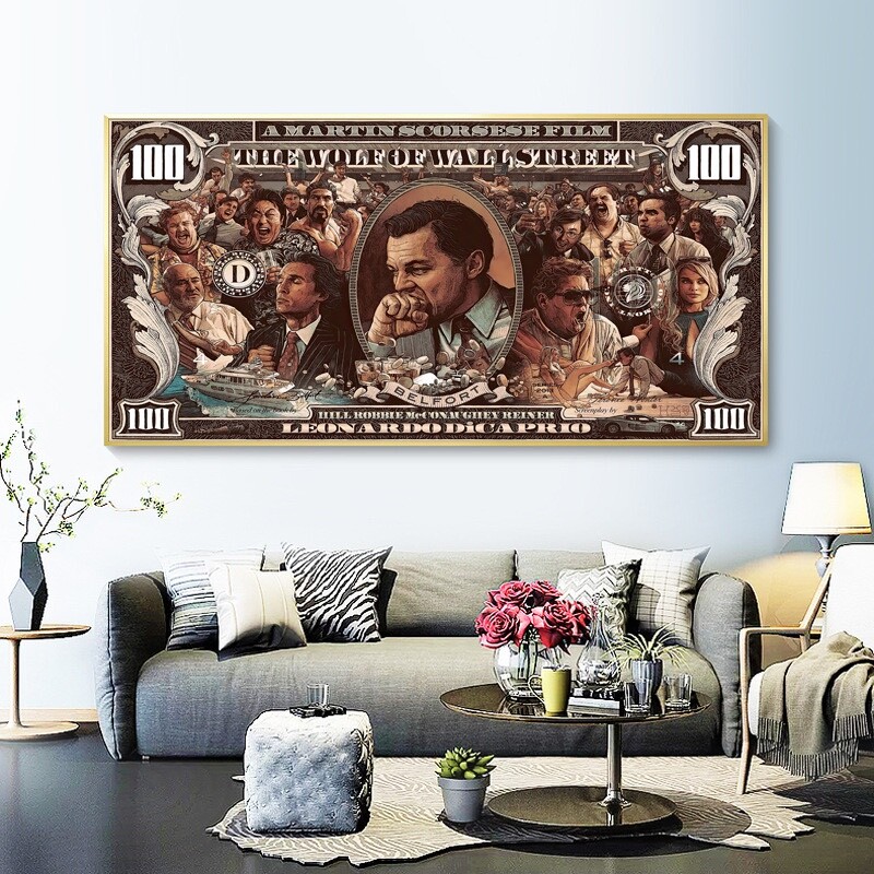2pcs Motivational quote wolf of wall street poster canvas picture wall art
