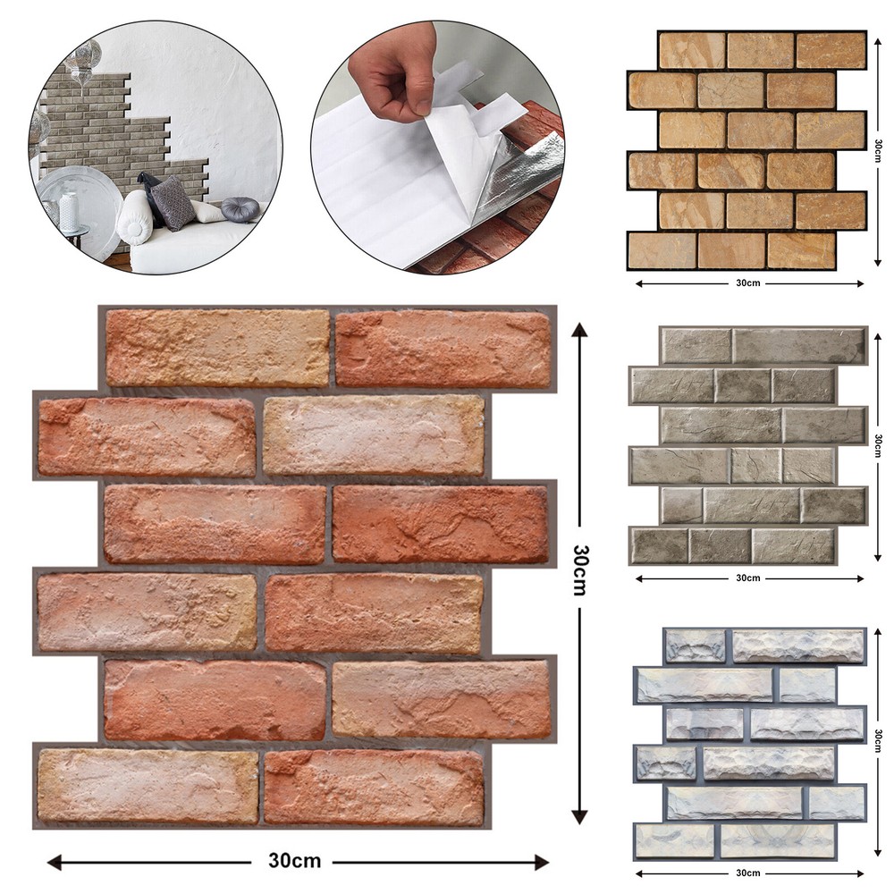 3D Tile Brick Wall Sticker Self-adhesive Waterproof Foam Panel Wallpaper