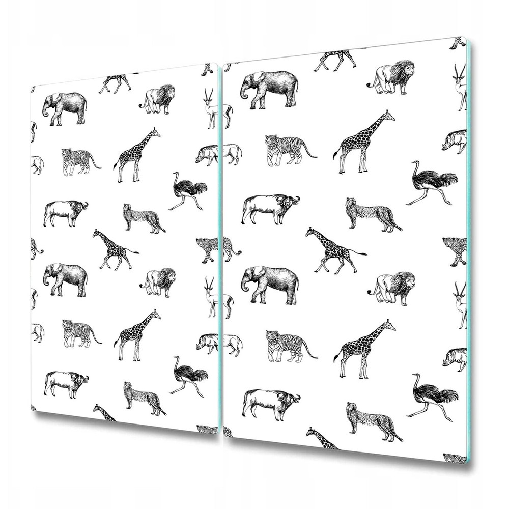 Glass Chopping Board Utensil Board Safari Animals elephant giraffe Africa Wild