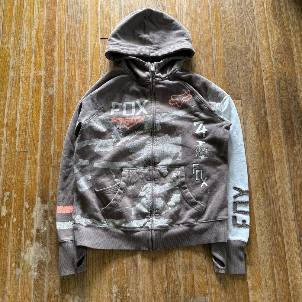 Y2K 2000’s Fox Racing Zip Up Hoodie Sz women’s L