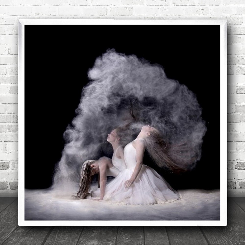 Dust Smoke Action Portrait Multiple Exposure Hair Girl Dress Wall Art Print