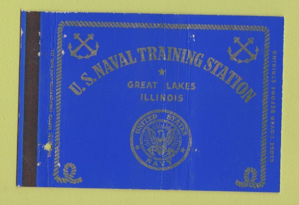 Matchbook Cover - US Naval Training Station Great Lakes IL postcard 40 Strike