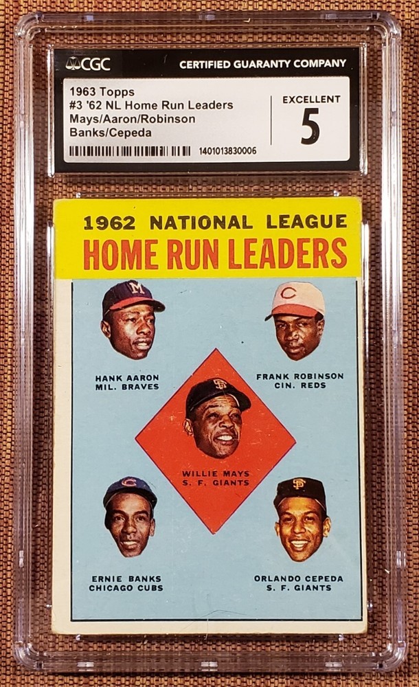 1963 Topps #3 Willie Mays Hank Aaron Banks Robinson Cepeda Baseball Card CSG 5
