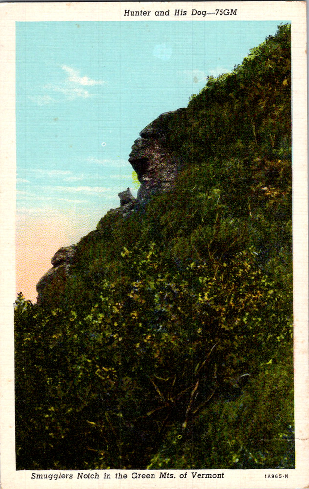 Vintage Postcard Smugglers Notch Vermont Green Mountains Hunter Rock