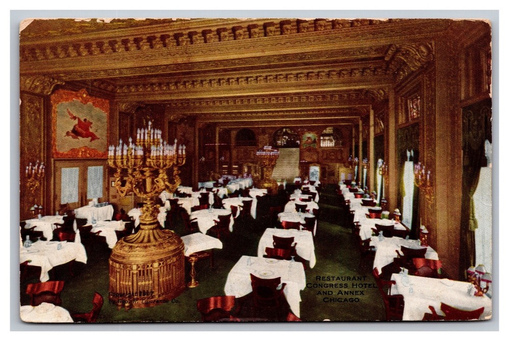 Chicago IL Illinois Congress Hotel & Annex Restaurant Divided Back Postcard