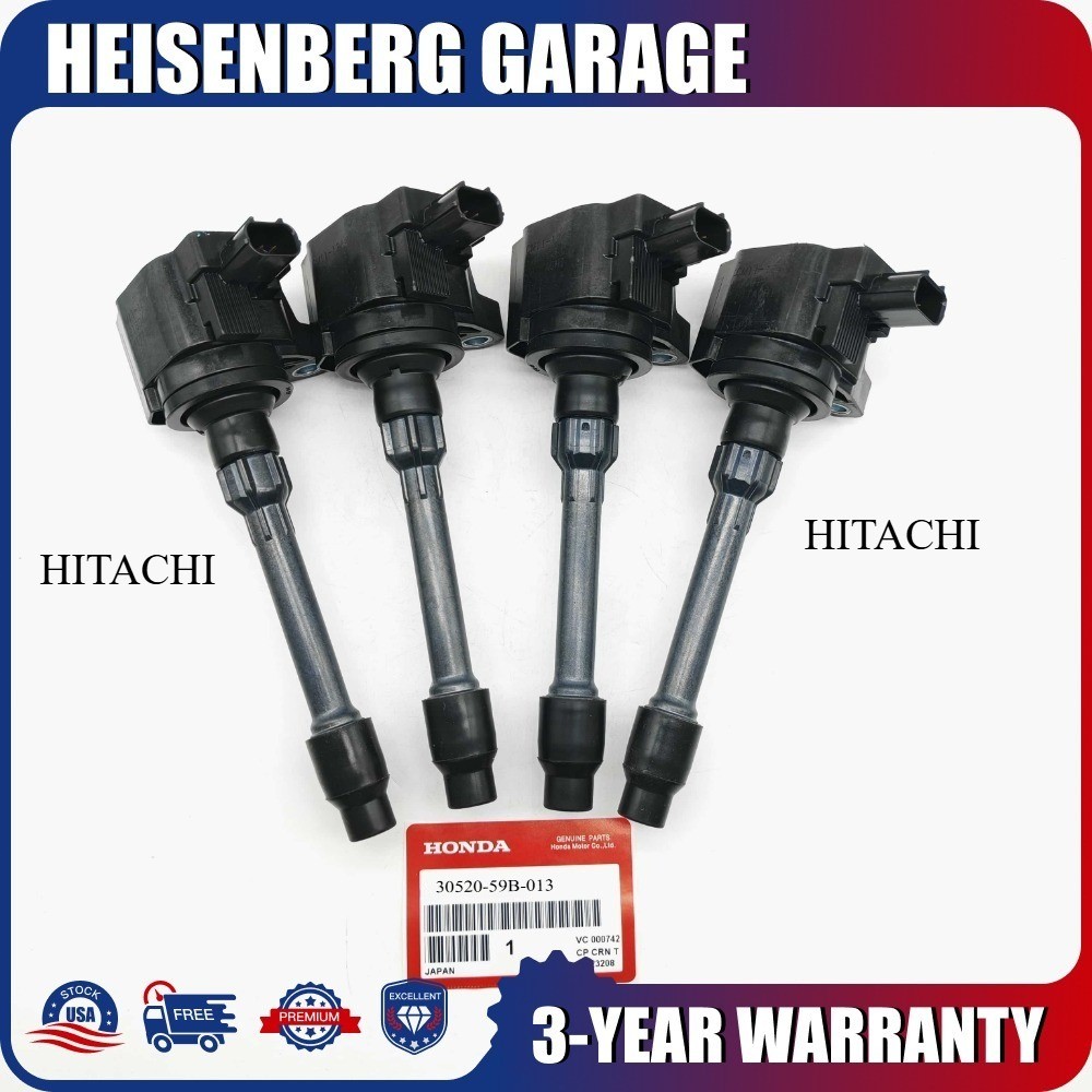 OEM 30520-59B-013 4Pcs HITACHI Ignition Coil For Honda Accord Civic Insight US