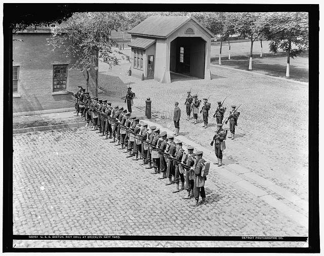 Photo:Brooklyn Navy Yard New York U.S.S. Boston Riot Drill 1890s Sailors