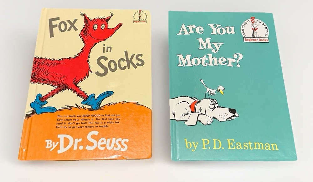 Dr Seuss Fox in Socks Are You My Mother Beginner Books Hardcover Lot 2 Vintage