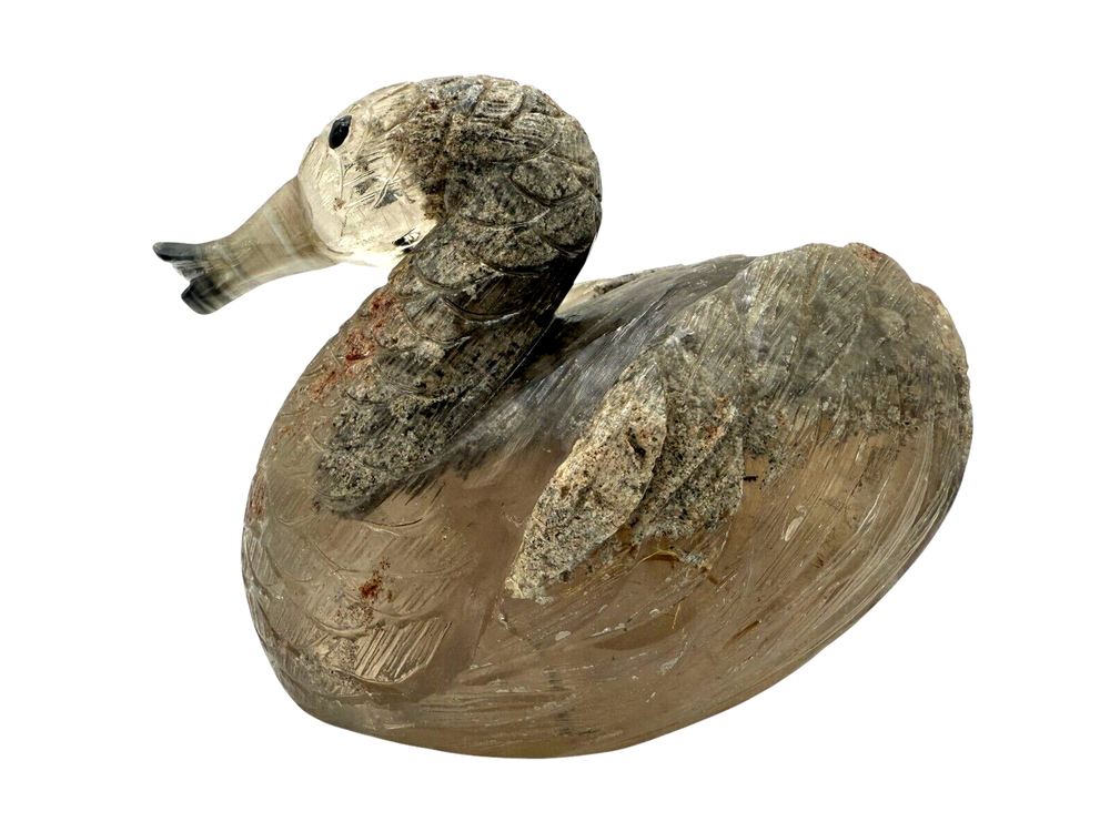 Vintage Art Deco Hand Carved Stone Duck Sculpture Home Decor