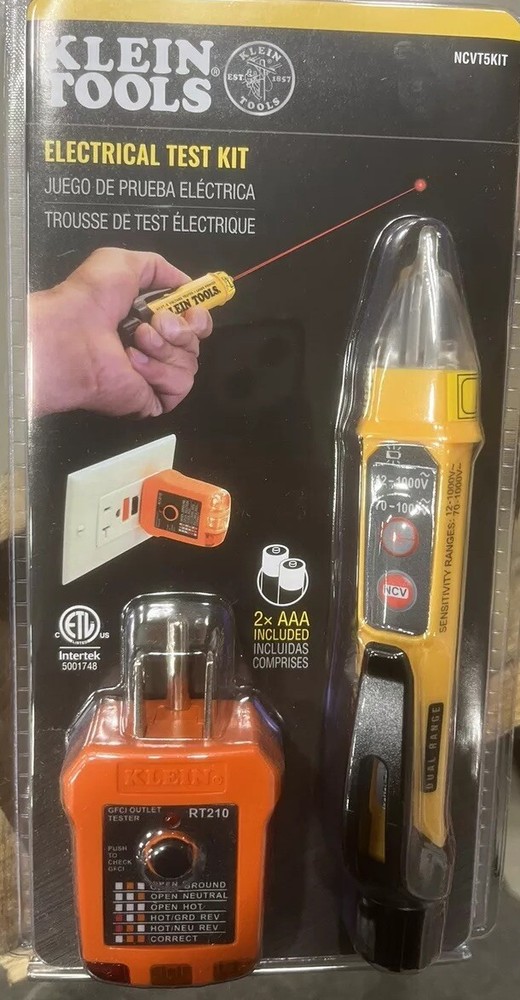 Klein Tools NCVT5KIT Dual Range NCVT, GFCI Receptacle Tester Electrical Test Kit