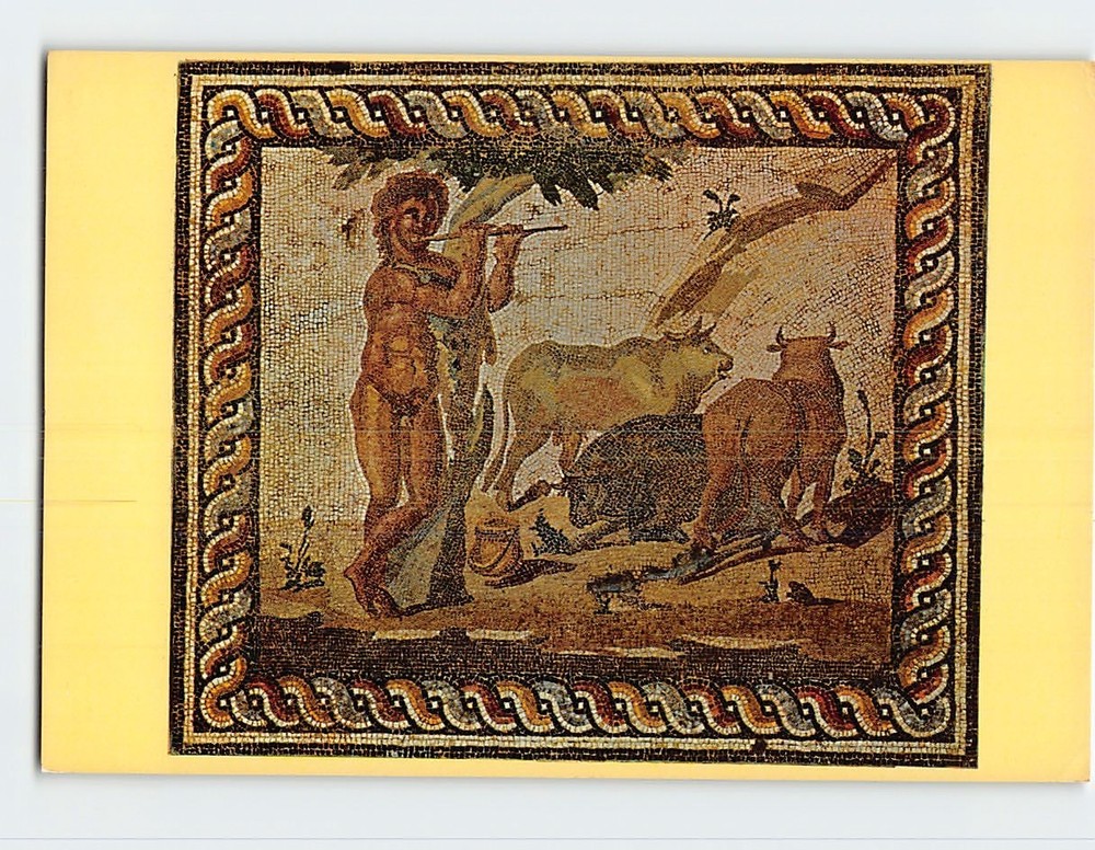 Postcard Roman Mosaic Floor Panel from a Villa in Ancient Corinth Greece