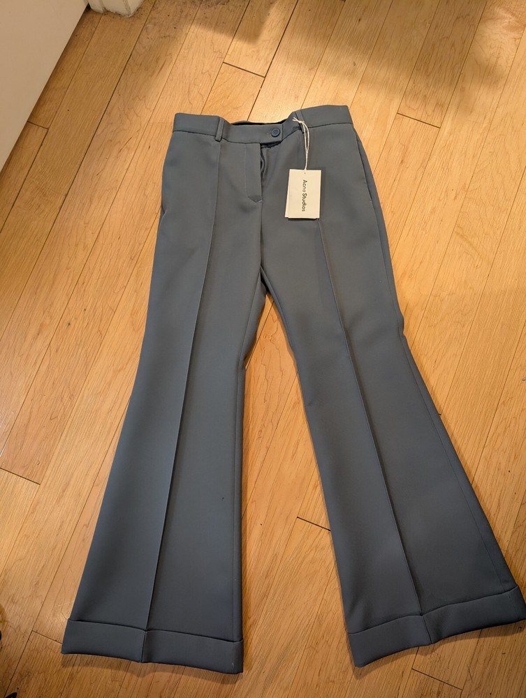 Acne Studios Women's NWT Blue Flare Low-rise Wide-leg Dress Pants EU 38/US 6