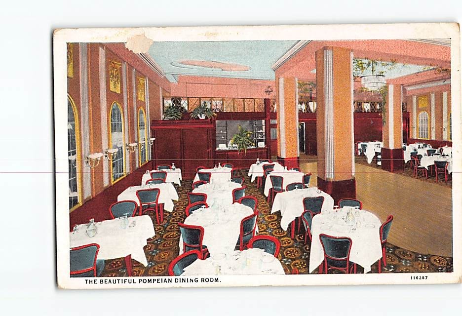 Postcard Pompeian Dining Room Congress Hotel Portland Oregon USA North America