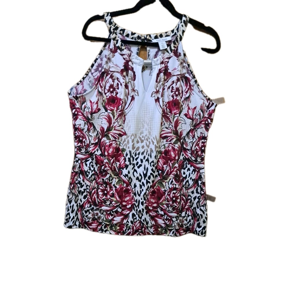 White House Black Market Women's Size XL  Animal Print Sleeveless Blouse