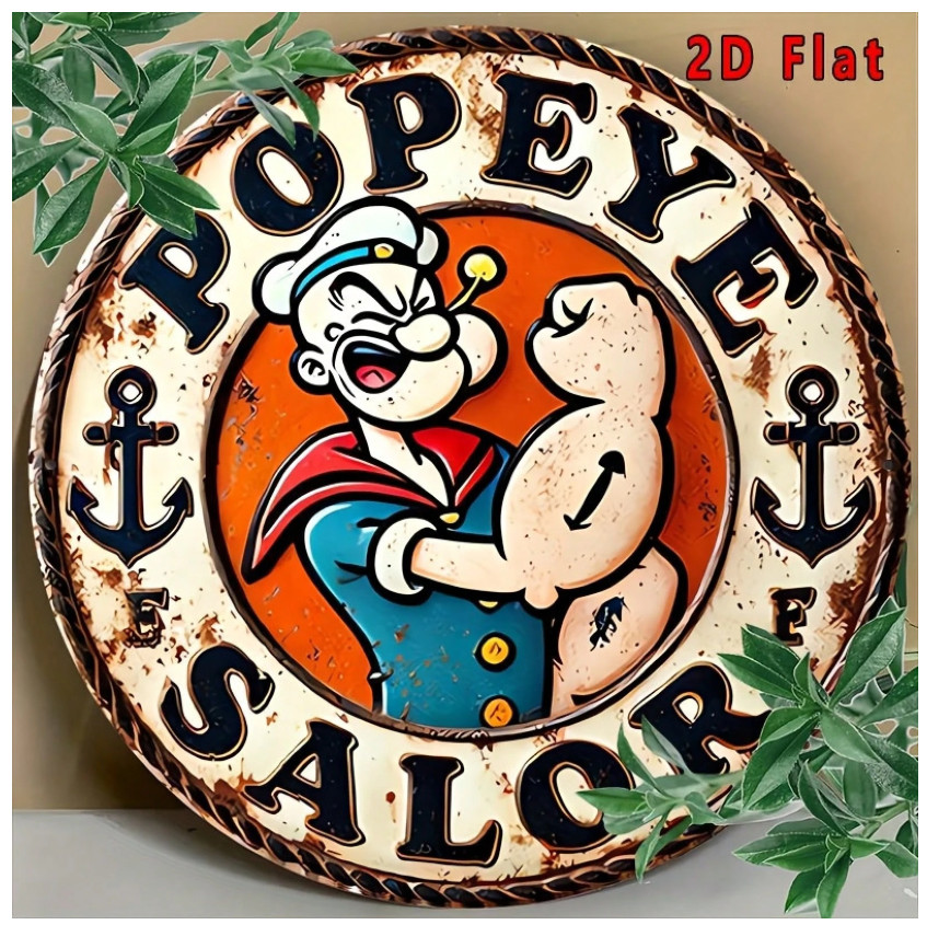 Vintage Round The Sailor Metal Aluminum Sign 8 in Retro Rustic Wall Art With Cla