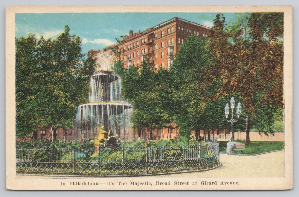Broad Street at Girard Avenue, Philadelphia, Pennsylvania PA linen UNP Postcard
