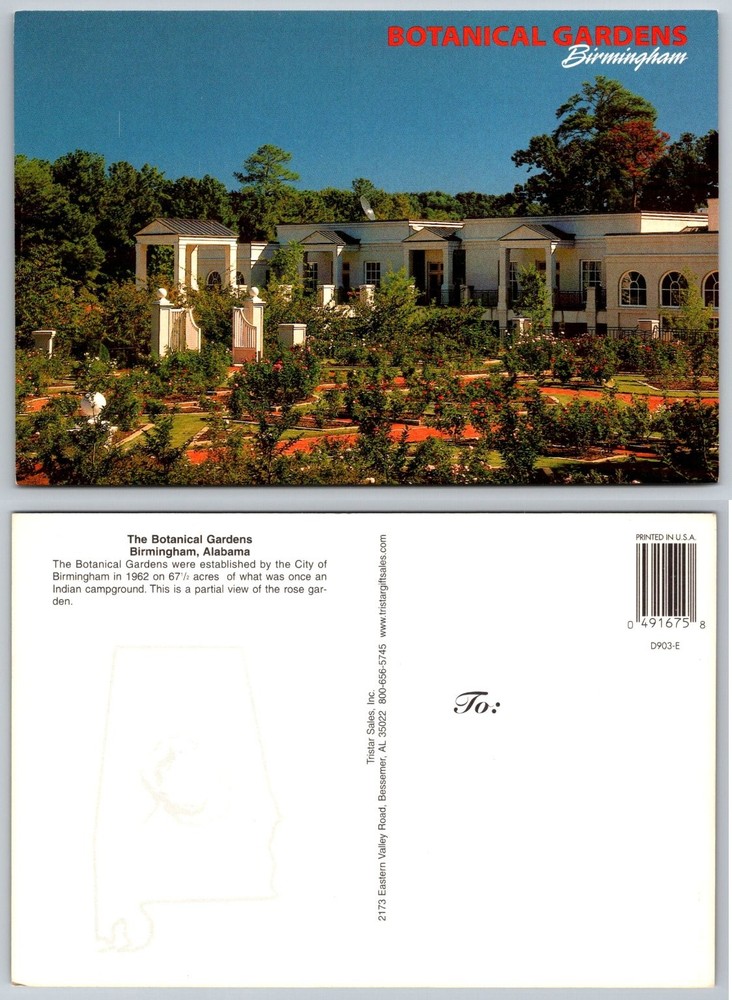 Birmingham AL Botanical Gardens Rose Garden Vintage Postcard Tristar Sales