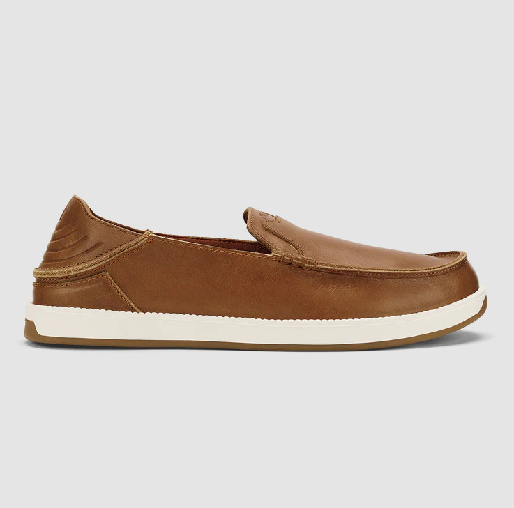 AUTH OluKai Kakaha Nia Men's Leather Slip-On Loafers Fox Comfort Casual Shoes