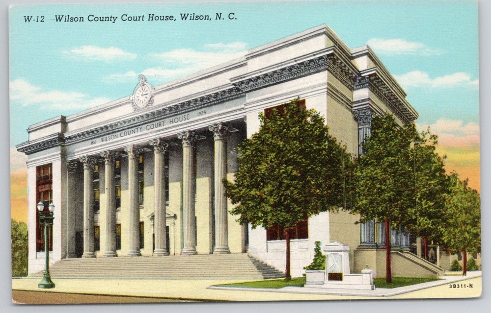 Wilson County Court House Wilson NC Linen Postcard 1924 Curteich