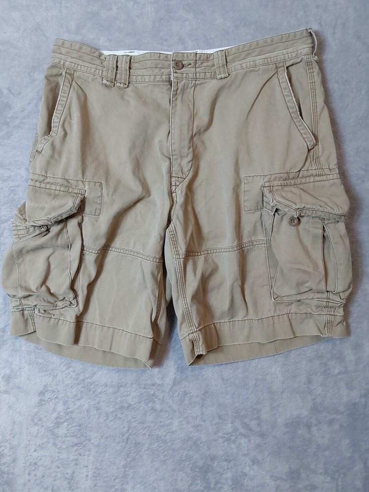 Polo Ralph Lauren Mens Classic Khaki Tan Cargo Shorts Classic Fit Cotton Size 36
