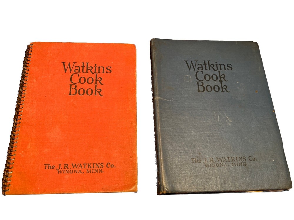1936 WATKINS Cookbook Spiral Bound 2-Book Lot JR Watkins Co Vintage
